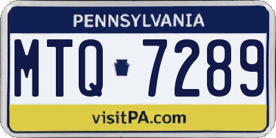 PA license plate MTQ7289