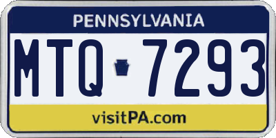 PA license plate MTQ7293