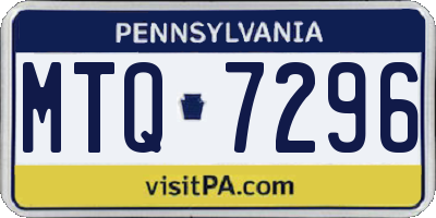 PA license plate MTQ7296