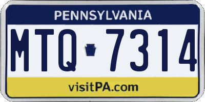 PA license plate MTQ7314