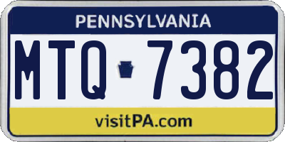 PA license plate MTQ7382