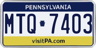 PA license plate MTQ7403