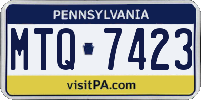 PA license plate MTQ7423