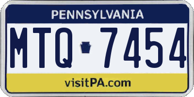 PA license plate MTQ7454