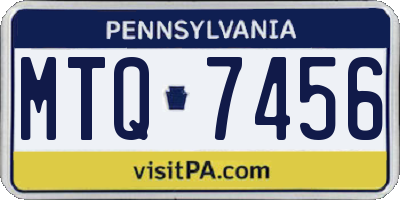 PA license plate MTQ7456
