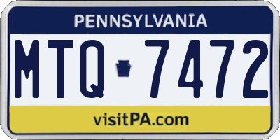 PA license plate MTQ7472