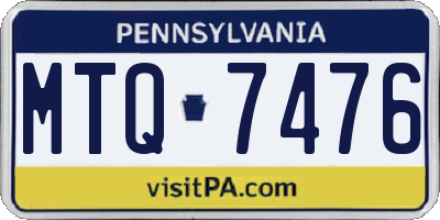 PA license plate MTQ7476