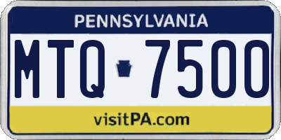 PA license plate MTQ7500