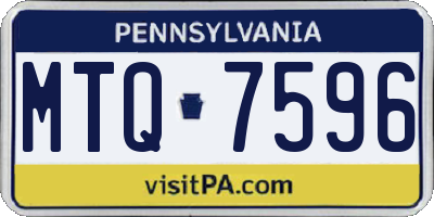 PA license plate MTQ7596