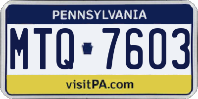 PA license plate MTQ7603