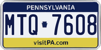 PA license plate MTQ7608