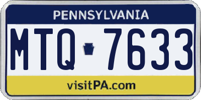 PA license plate MTQ7633