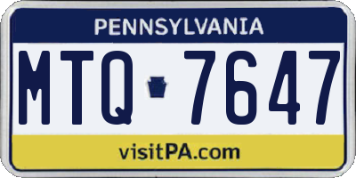 PA license plate MTQ7647