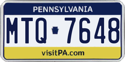 PA license plate MTQ7648