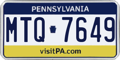 PA license plate MTQ7649