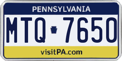 PA license plate MTQ7650