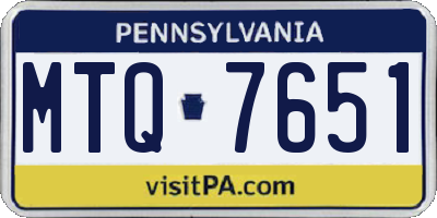 PA license plate MTQ7651