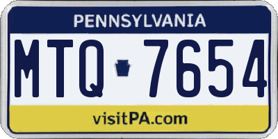 PA license plate MTQ7654