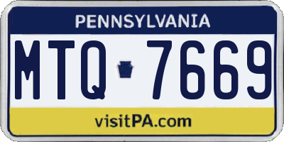 PA license plate MTQ7669