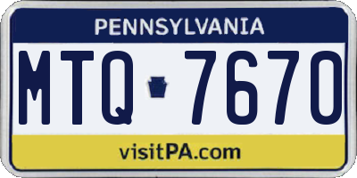 PA license plate MTQ7670