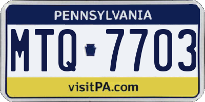 PA license plate MTQ7703