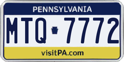 PA license plate MTQ7772