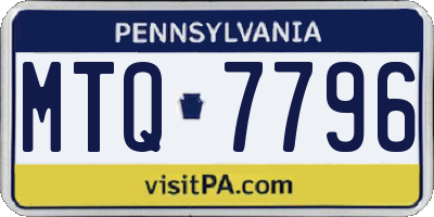 PA license plate MTQ7796