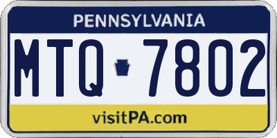 PA license plate MTQ7802