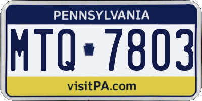 PA license plate MTQ7803