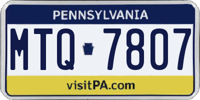 PA license plate MTQ7807