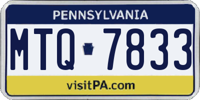 PA license plate MTQ7833