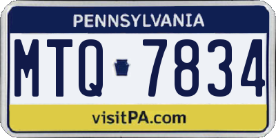 PA license plate MTQ7834