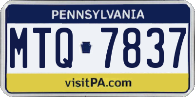 PA license plate MTQ7837