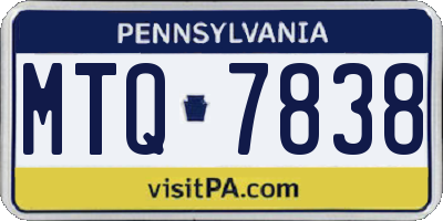 PA license plate MTQ7838