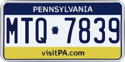 PA license plate MTQ7839