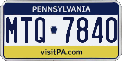 PA license plate MTQ7840