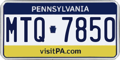 PA license plate MTQ7850