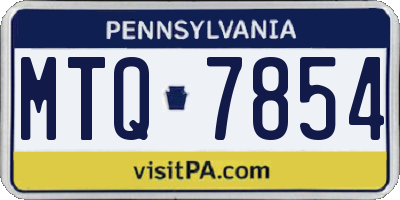 PA license plate MTQ7854