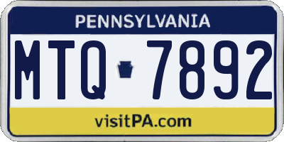 PA license plate MTQ7892