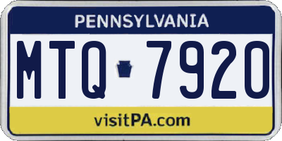 PA license plate MTQ7920