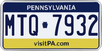 PA license plate MTQ7932