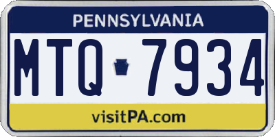 PA license plate MTQ7934