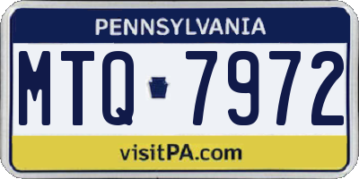 PA license plate MTQ7972