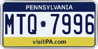 PA license plate MTQ7996