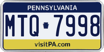 PA license plate MTQ7998