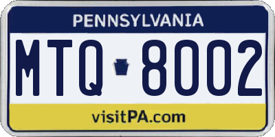 PA license plate MTQ8002