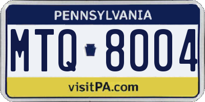 PA license plate MTQ8004