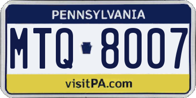 PA license plate MTQ8007
