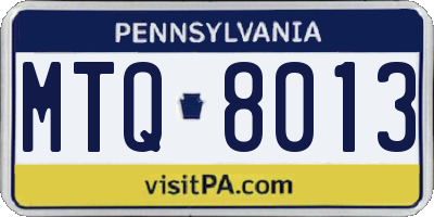 PA license plate MTQ8013