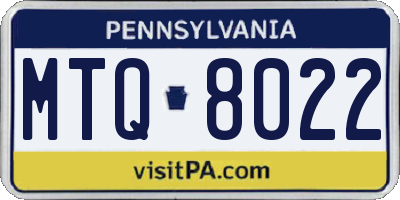 PA license plate MTQ8022